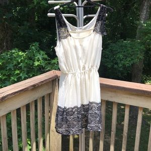 White dress with black lace